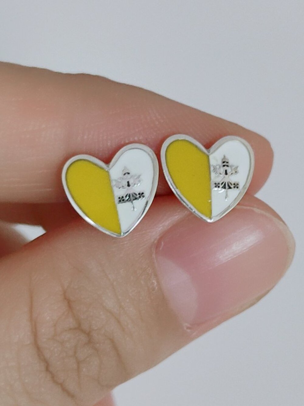 Vatican City Flag Earring Stud Earrings Exclusive Designed Women Jewelry S925